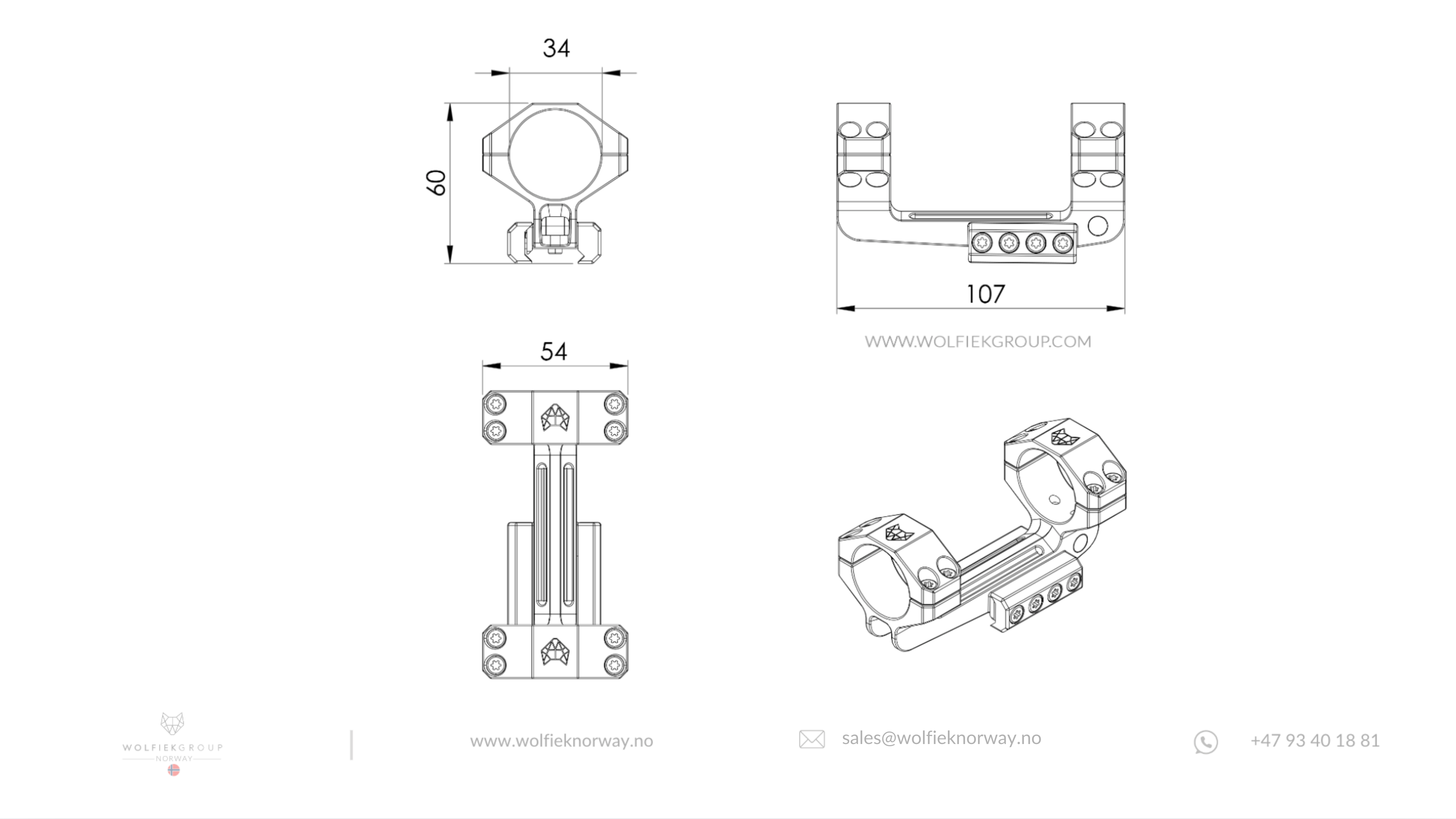 Wolfiek Group ONE-PIECE Scope Mounts 34mm